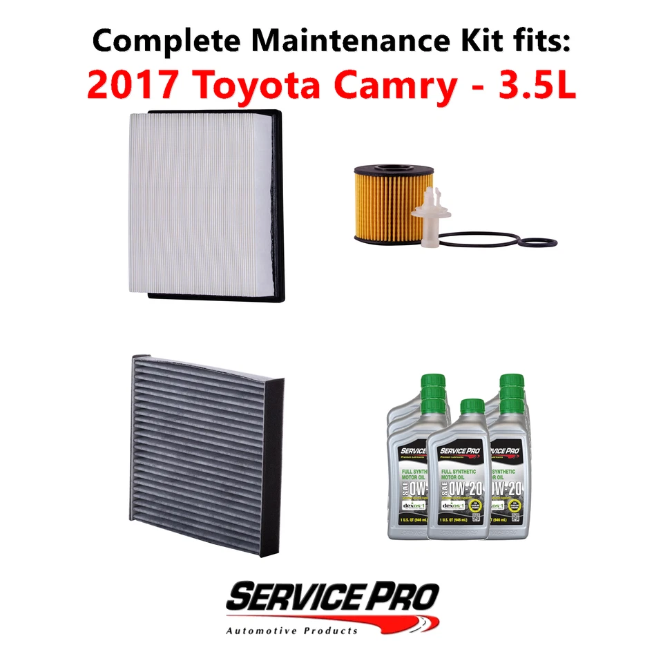 2017 Toyota Camry 3.5L Complete Oil, Air & Cabin Filter Kit (0W-20) - Imagem 1 de 4