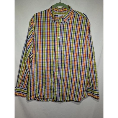 Barry Bricken Mens Button Down Plaid Shirt Sz L Colorful Preppy Career Business - Image 1 of 4
