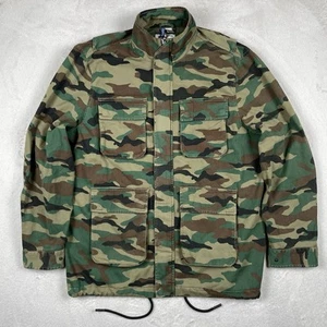 H&M M54 Military Field Jacket Mens Large Woodland Camo Heavyweight Pockets Cinch - Picture 1 of 12