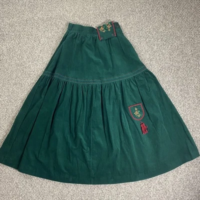 Юбка миди The Eagle's Eye средний размер зеленая вельветовая с цветочной вышивкой 100% хлопок - Изображение 1 из 4