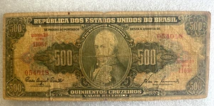 Vintage Brasilien 500 Cruzeiros Banknote - Bild 1 von 2