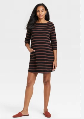 Hatch The Nines Maternity Dress XSmall Striped Quarter Sleeve - Image 1 of 4