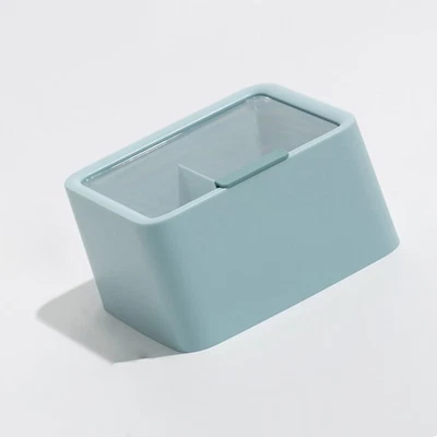 (Blue)Lipstick Storage Box Large Capacity Double Layer Grid Design Transparent - Image 1 of 4
