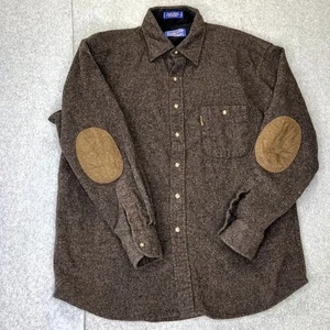 Pendleton con DIFETTI Camicia Trail Uomo Grande Marrone 100% Lana Toppa Gomito Nonno - Foto 1 di 11