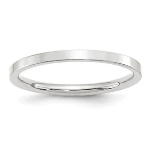 10k White Gold 2mm Standard Weight Flat Comfort Fit Wedding Band Size 7.5 - Picture 1 of 7