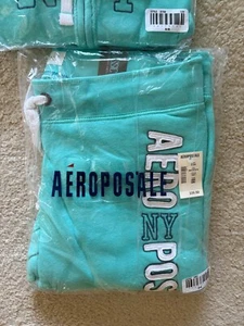 Aeropostale women's jogging suit hoodie sweatpants, medium, aqua blue - Picture 1 of 3