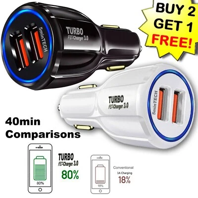 USB Fast Quick CAR Charger Adapter (16W / 5,9,12V / 3.1A) for Android or iPhone - Image 1 of 4