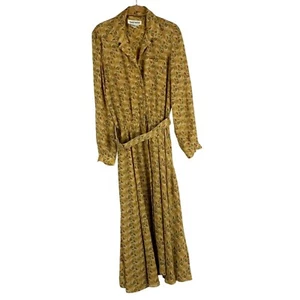 Vintage David Warren Fall Floral Maxi Dress With Belt & Long Sleeves Button Up - Picture 1 of 7