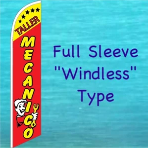 TALLER MECANICO WINDLESS FEATHER FLAG Auto Repair Tall Curved Top Banner Sign - Picture 1 of 5