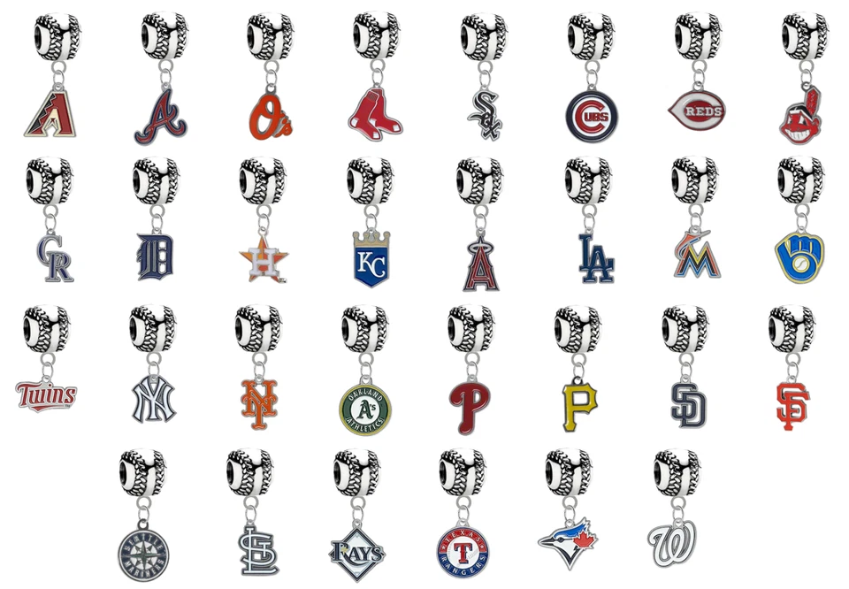 Pick Your Team - 3D Baseball European Charm Bracelet Dangle Bead - Image 1 of 1