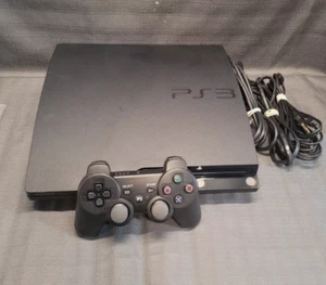 Sony PlayStation 3 - Slim 120GB Black Console System + Controller + Cables - Picture 1 of 2