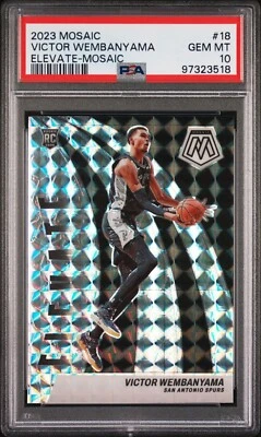 VICTOR WEMBANYAMA PSA 10 2023 Silver Mosaic Prizm Elevate Rookie GEMA COMO NUEVA 💎🔥 Foto 1 de 2
