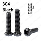 Black 304 Stainless Steel Phillips Cross Small Pan Head Screws M2 M2.5 M3 M4