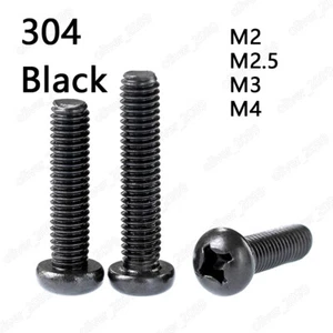 Tornillos de cabeza de cacerola pequeños Phillips Cross de acero inoxidable 304 negros M2 M2,5 M3 M4 - Imagen 1 de 6