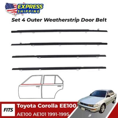WINDOW GLASS SEALS DOOR BELT Weatherstrip For Toyota Corolla EE100 AE101 91-97 - Image 1 of 4
