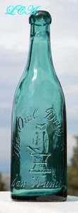 Pristine OWL DRUG teal blue BLOB TOP antique CITRATE MAGNESIA bottle CLEAN ! - Picture 1 of 6