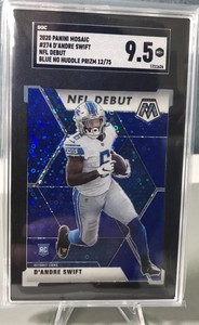 2020 Panini Mosaic DAndre Swift #274 NFL Debut Blue No Huddle Prizm /75 SGC 9.5
