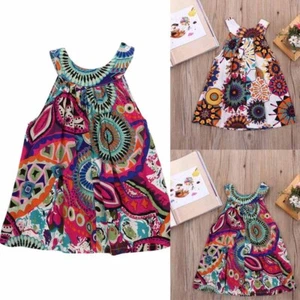 Baby Kids Girl Summer Floral Sleeveless Dress Princess Party Pageant Dresses - Picture 1 of 14