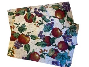 Set of 2 Apple Fabric Kitchen Placemats Orchard Design Tapestry Print Vineyard - Picture 1 of 7
