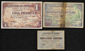SABADEL (BARCELONA).AÑO 1937. CONJUNTO DE TRE BILLETES LOCALES. - Picture 1 of 2