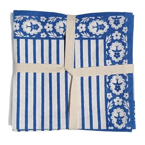 New Amanda Lindroth Petite Stripe placemats Set of 4 in indigo - Picture 1 of 1