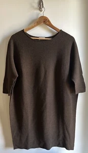 Colombo Cashmere Silk Wool Sweater Dress Brown Short Sleeve Made In Italy Medium - Picture 1 of 7