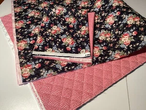 Machine Quilted (by me) Double-sided Fabric Stiffened W/Pellon for Bags, Baskets - Picture 1 of 9
