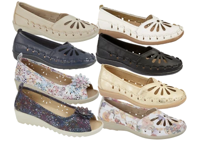 LADIES WOMENS LIGHTWEIGHT COMFORT SHOE WITH CUT OUT DETAIL AND PADDED INSOCK 3-8 - Image 1 of 4