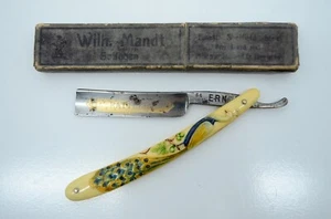 C Friedr Ern 64 Wald Germany Rattler Straight Razor Peacock Celluloid Vtg - Picture 1 of 17