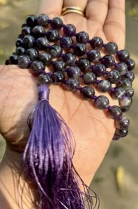 8 mm Rnd 108+1 Beads Original Purple Amethyst Jaap Rosary, Japa Mala Energized - Picture 1 of 8