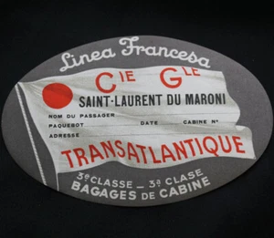 Vintage CGT FRENCH LINE Oval Saint Laurent Du Maroni Label NOS Unused - Picture 1 of 1
