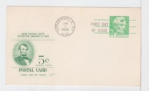 TurtlesTradingPost- Abraham Lincoln Postal Card #UX55 1968 FDC Fleetwood Cachet - Picture 1 of 1