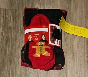 Weihnachten Kinder kariert 3 Stück Schlaf Pyjama Set Größe 8-10 - Bild 1 von 1