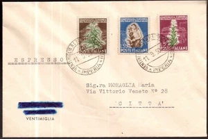 Italia Repubblica, serie Tabacco del 1950 su busta fdc (cert. Savarese) -HB15 - Picture 1 of 4