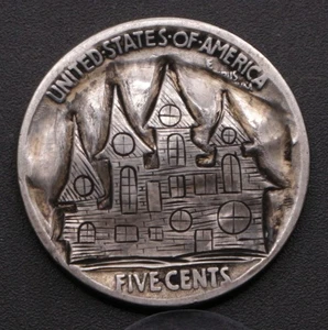 Haunted House #2 Hobo Halloween 2025 - Coin Engraving - Creepy Crafting Carving - Picture 1 of 3