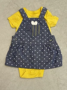 3 Months Bumblebee Bee Baby Girl Outfit Set Cute Yellow Bees Bodysuit Overalls - Picture 1 of 7