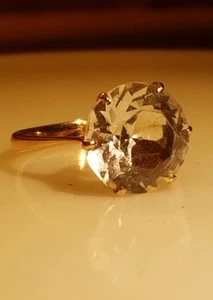 3.5g Gold 18k Ladies Ring Clear Rock Crystal Vintage Antique Size 7 Art Nouveau  - Bild 1 von 8