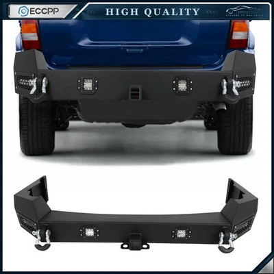 Black Steel Rear Bumper W/ LED lights & D-Rings For 1999-2004 Jeep Cherokee WJ Foto 1 de 4