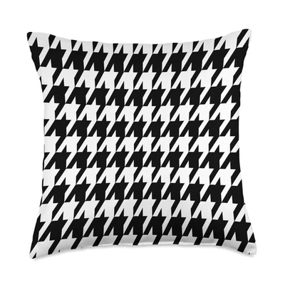 Black White Houndstooth Check Pattern Throw Pillow - Image 1 of 3
