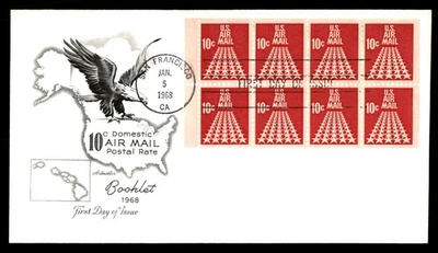 Mayfairstamps US FDC 1968 Air Mail Stars 10c Booklet Eagle First Day Cover aau_5 - Image 1 of 2