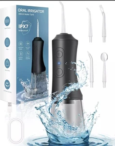 Water Flosser, Water Dental Flosser Pick for Teeth, 300ML IPX7 Waterproof Oral I - Picture 1 of 9