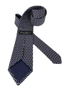 Salvatore Ferragamo Tie Dog Geometric Print Silk Dark Blue Necktie Free shipping - Picture 1 of 13