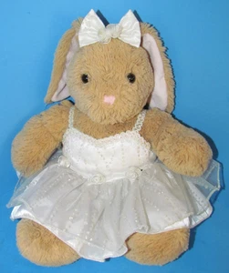 Vtg Build a Bear "Pawlette" Brown Bunny Plush Dressed w/Dress Bow & Garter 14" - Picture 1 of 5