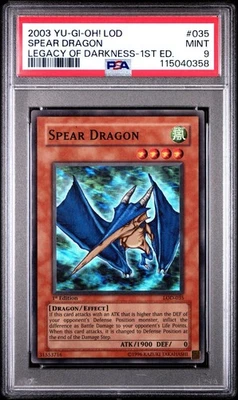 2002 Yu-Gi-Oh! Spear Dragon Legacy of Darkness LOD 1st Edition Super Rare PSA 9 - Image 1 of 2