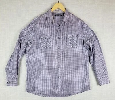 AXIST Mens Striped Cotton Poly Long Roll-Up Sleeve Casual/Dress Shirt size XL - Image 1 of 4