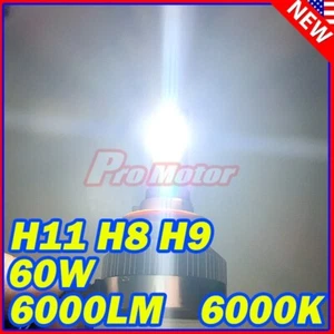 H11 6500K 60w COB LED Headlight Bulbs CREE High Beam Hyper White Power Lamp - Picture 1 of 2