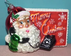 Christopher Radko Santa Postcard Merry Christmas 20th Anniversary Glass Ornament - Picture 1 of 4