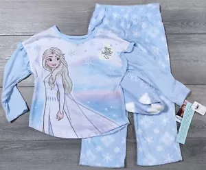 Frozen Pajamas Girls X-Small 4-5 Disney Elsa Long Sleeve Shirt Pants Socks PJs - Picture 1 of 5