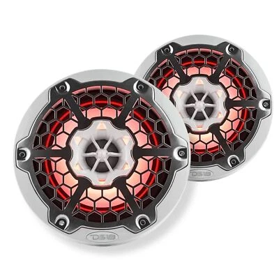 8" 125 Watt RMS 4-Ohm 2-Way White RGB Marine Speakers Pair NXL-8M-WH DS18