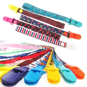 Pacifier Clip Chain - Adjustable Ribbon Dummy Holder Pacifier Clips Strap 1PC - Picture 1 of 50